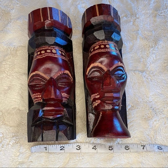 Jamaican Carved Statutes Pair of Two Man & Woman - Picture 5 of 7